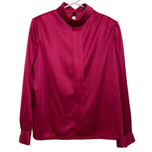 Heury Lee Vintage Berry Magenta Long Sleeve Blouson Top Size 12 Petite